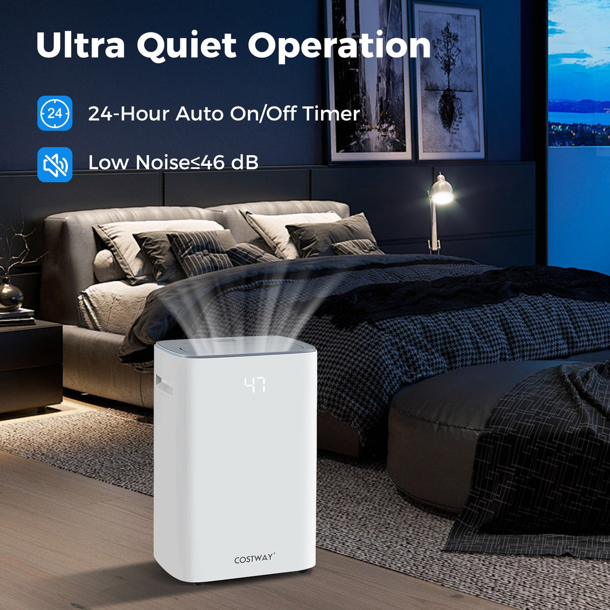 Deshumidificador con drenaje automático o manual para sótanos del hogar - Blanco
