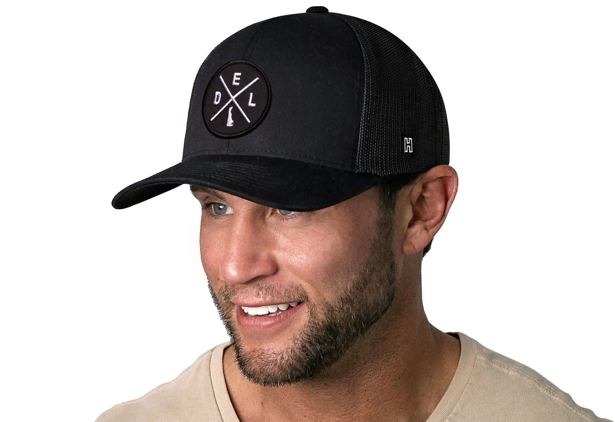 Delaware Trucker Hat | Black DEL X Snapback
