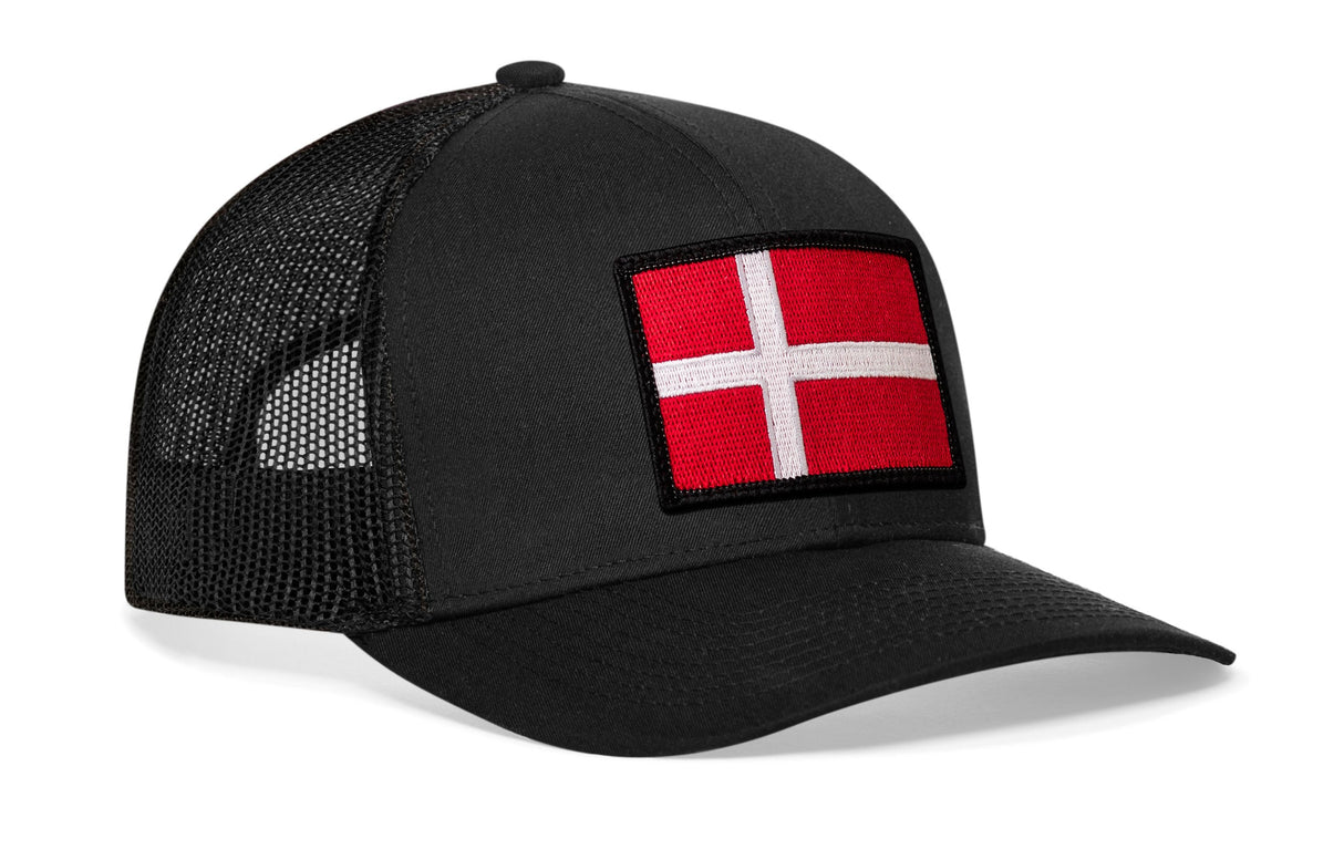Denmark Flag Trucker Hat | Black Danish Snapback