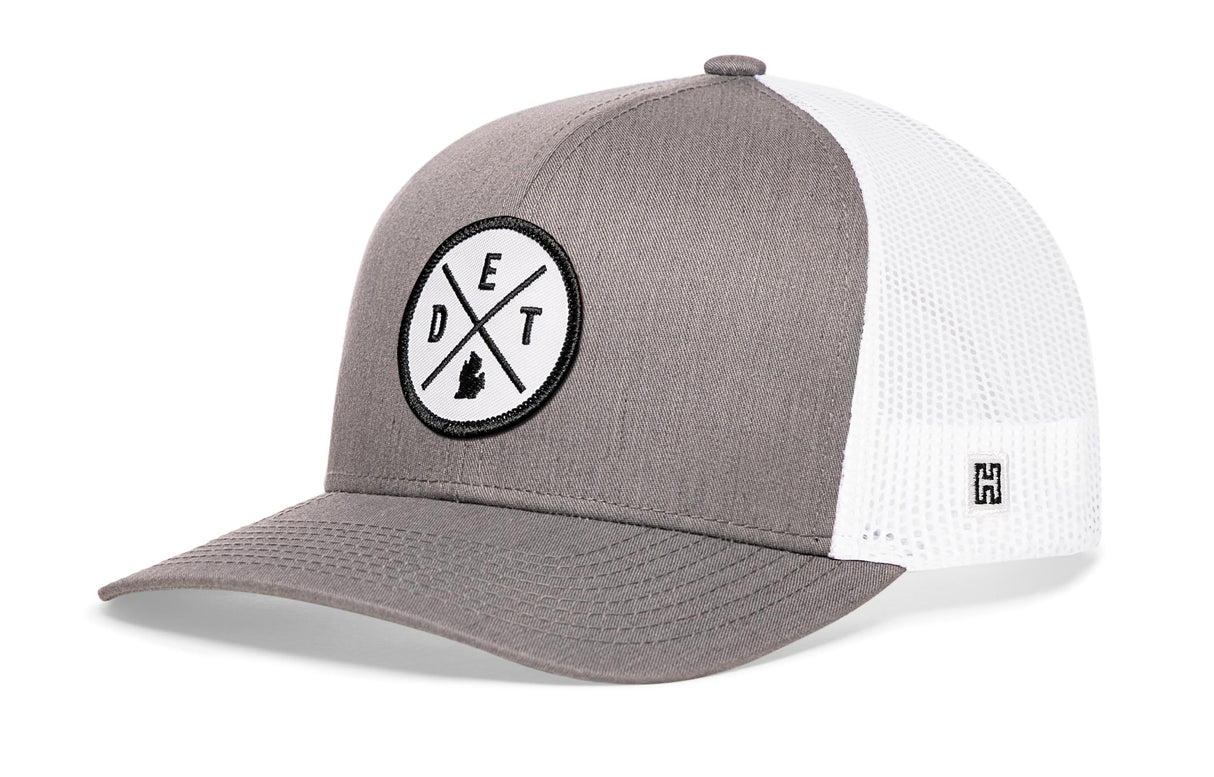 Detroit Trucker Hat | Gray-White DET X Snapback