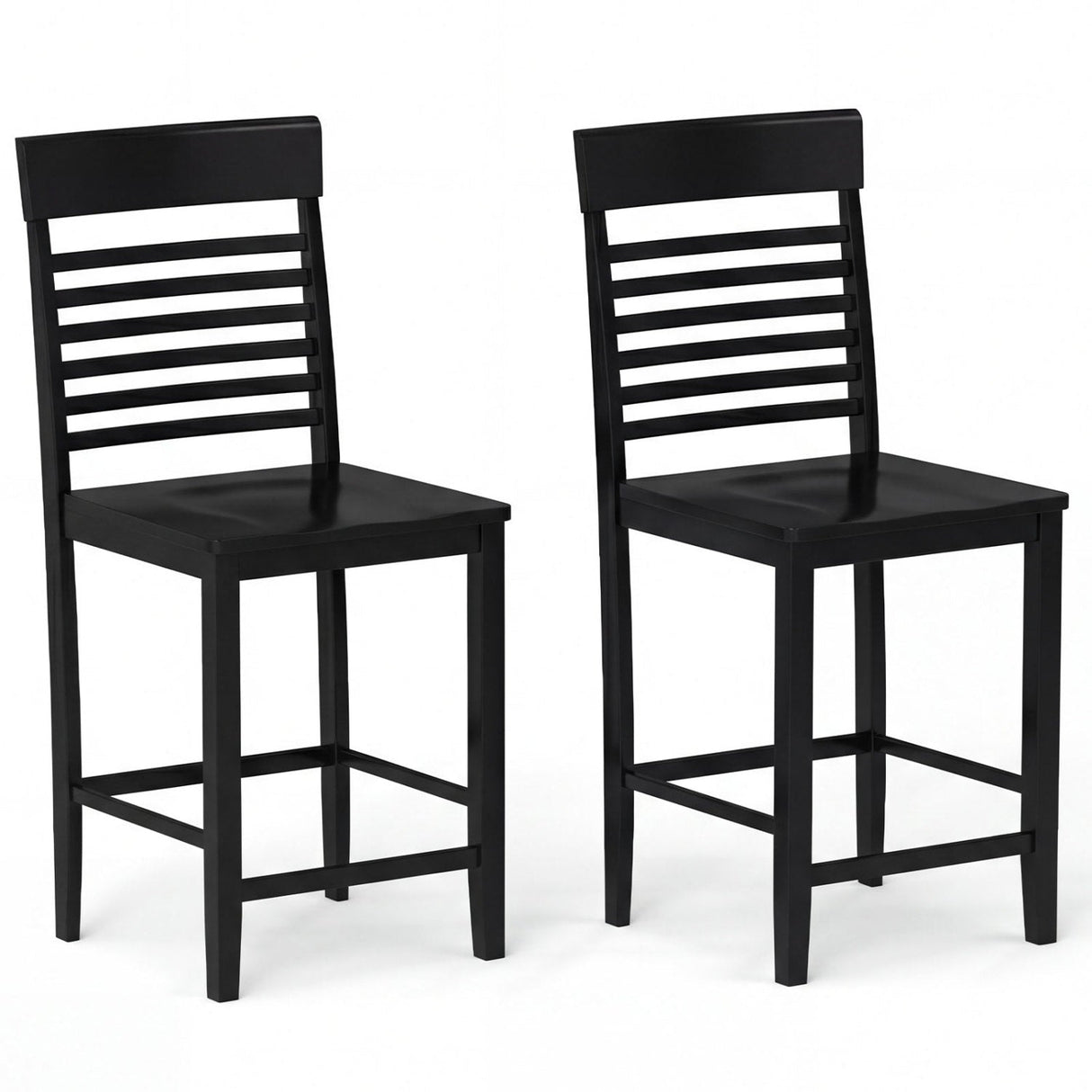 Juego de 2 sillas de comedor con reposapiés y estructura de madera maciza