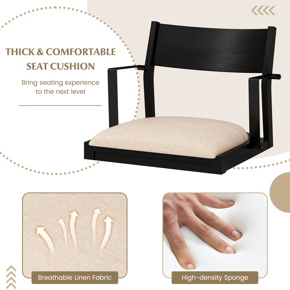 Sillas de comedor con respaldo contorneado y asiento acolchado, juego de 2