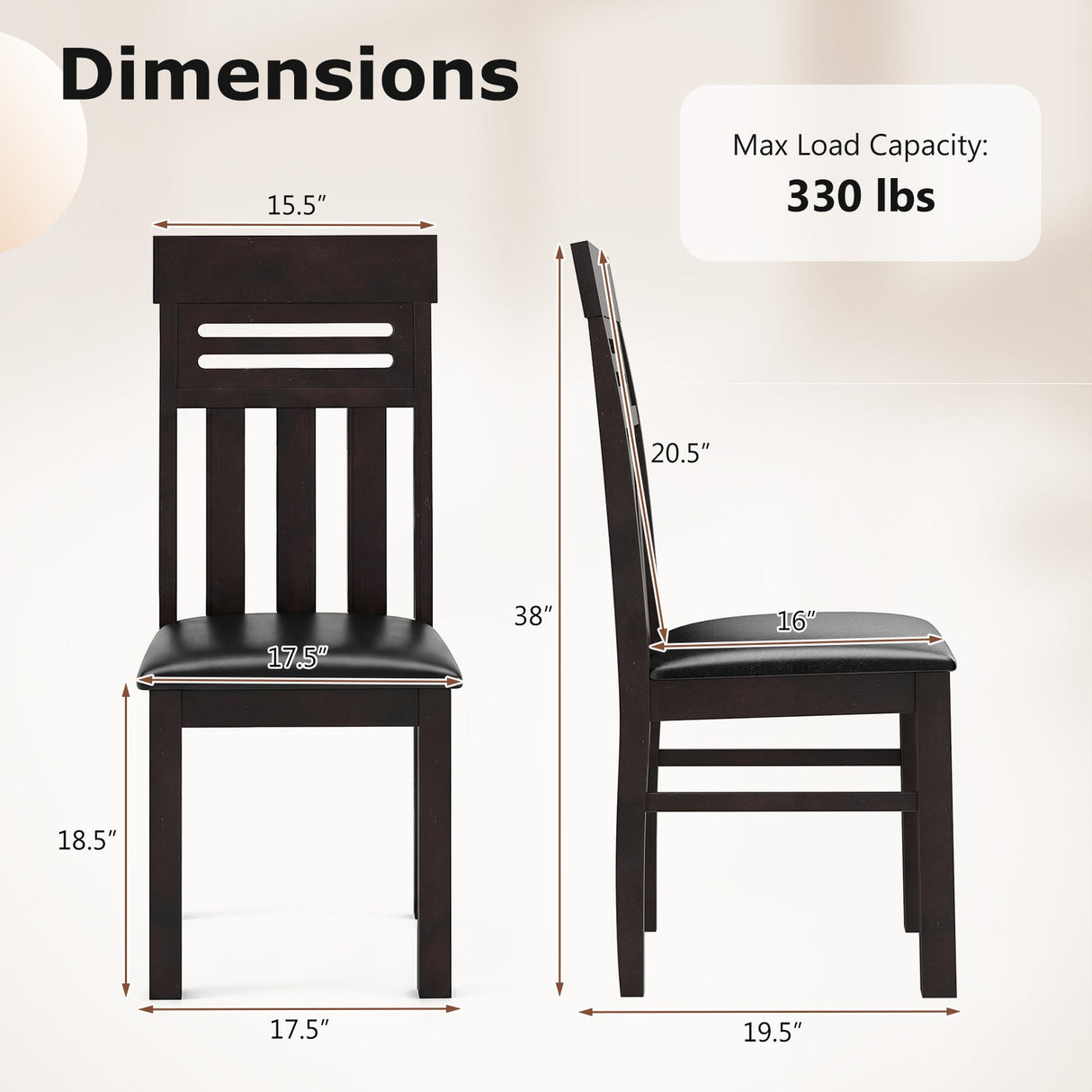 Sillas de comedor Sillas de comedor de respaldo alto Juego de 2