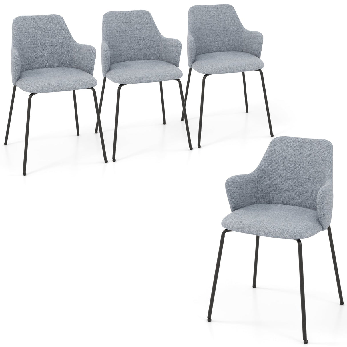 Juego de 2 sillas de comedor con respaldo curvo, asiento ancho y reposabrazos