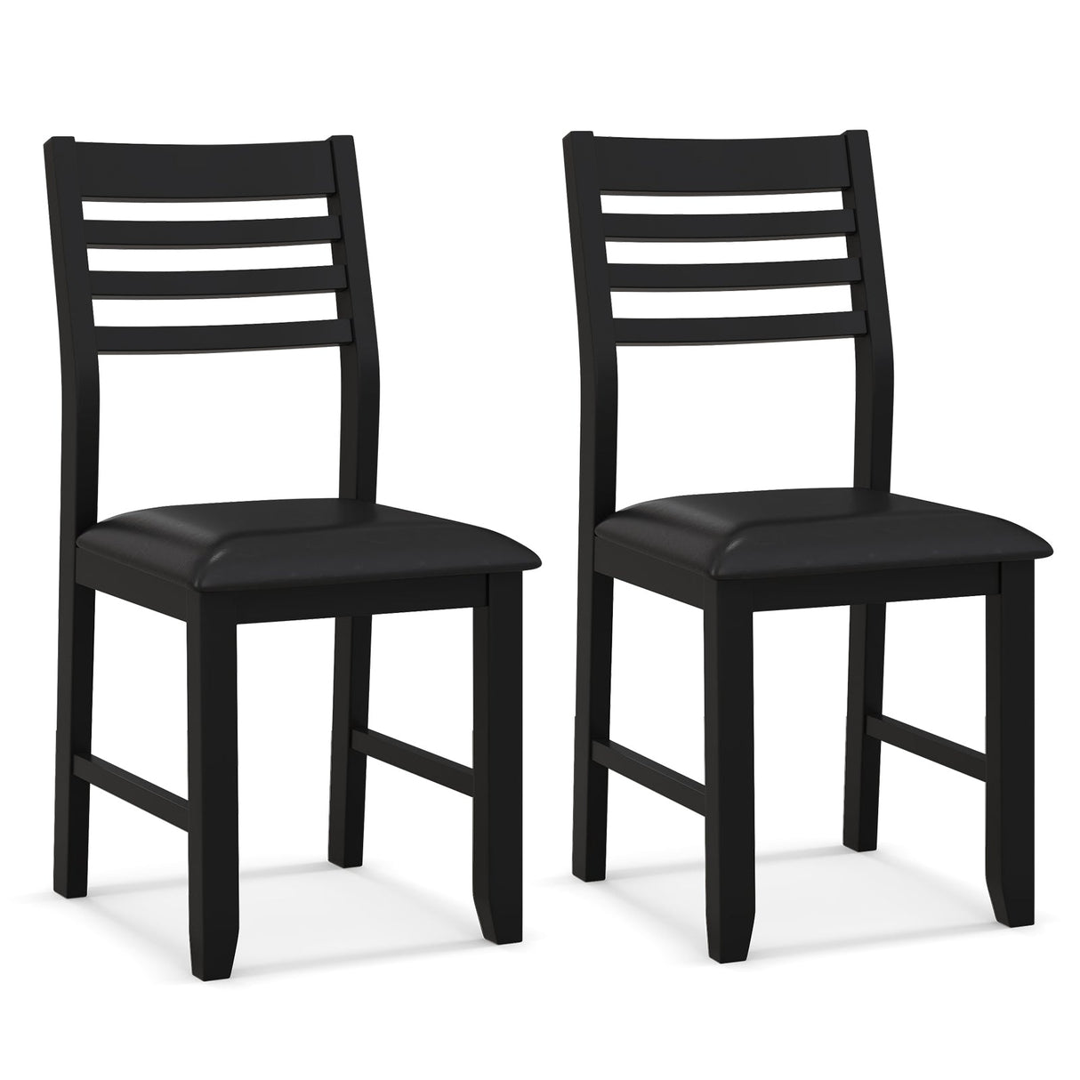 Wooden Dining Chair Set of 2 with Rubber Wood Frame and Padded Cushion