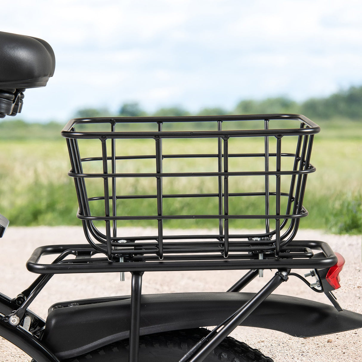 Cesta trasera de metal resistente para bicicletas eléctricas