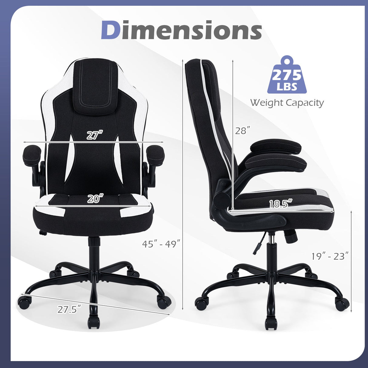 Ergonomic Computer Office Chair with 90° Flip-up Armrests