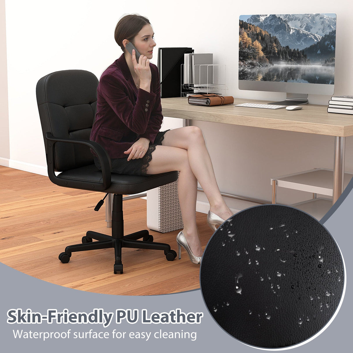 Silla de oficina ergonómica con ruedas de 360 grados