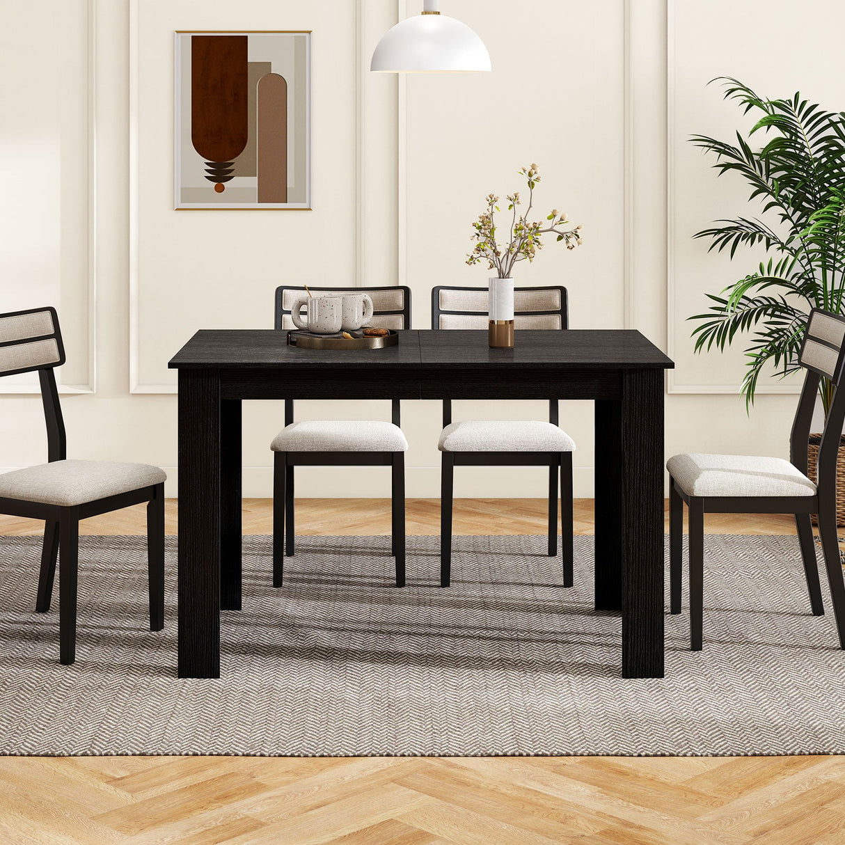 Mesa de comedor extensible para 4-8 personas, 119-157 cm, mesa de cocina rectangular grande
