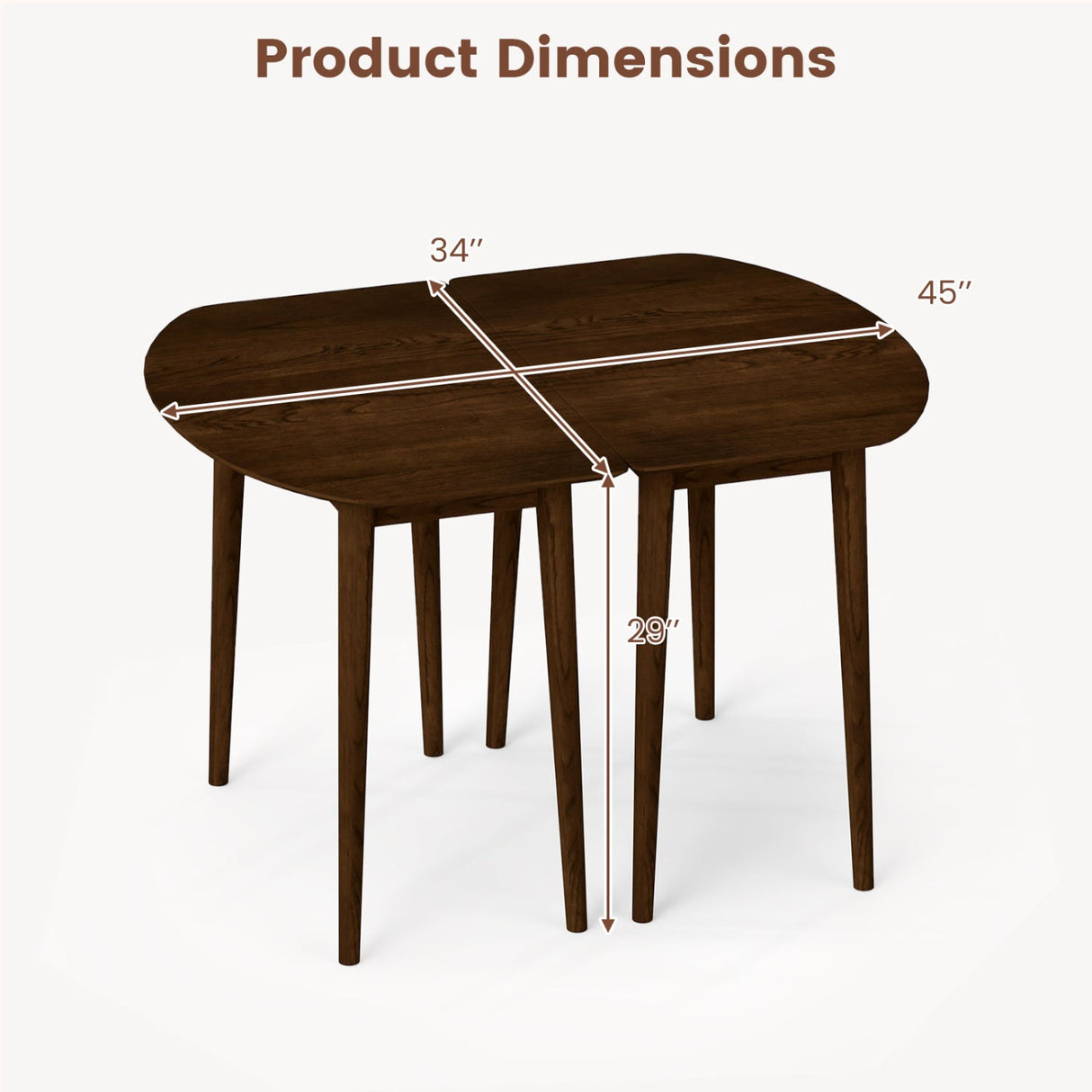 Juego de mesa de comedor ovalada extensible con 2 mesas semicirculares para 4-6 personas