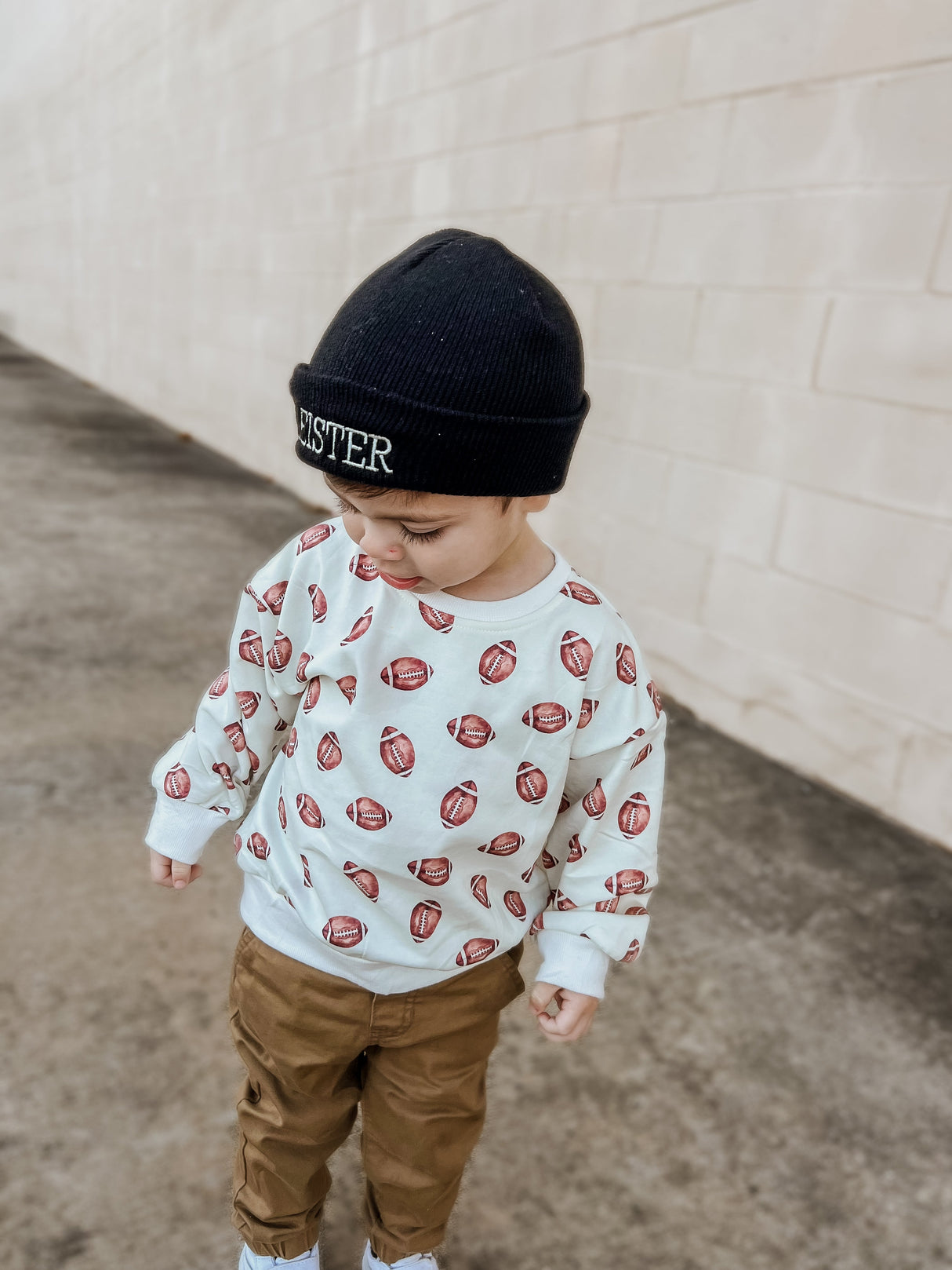 Sudadera con cuello redondo y estampado de fútbol americano