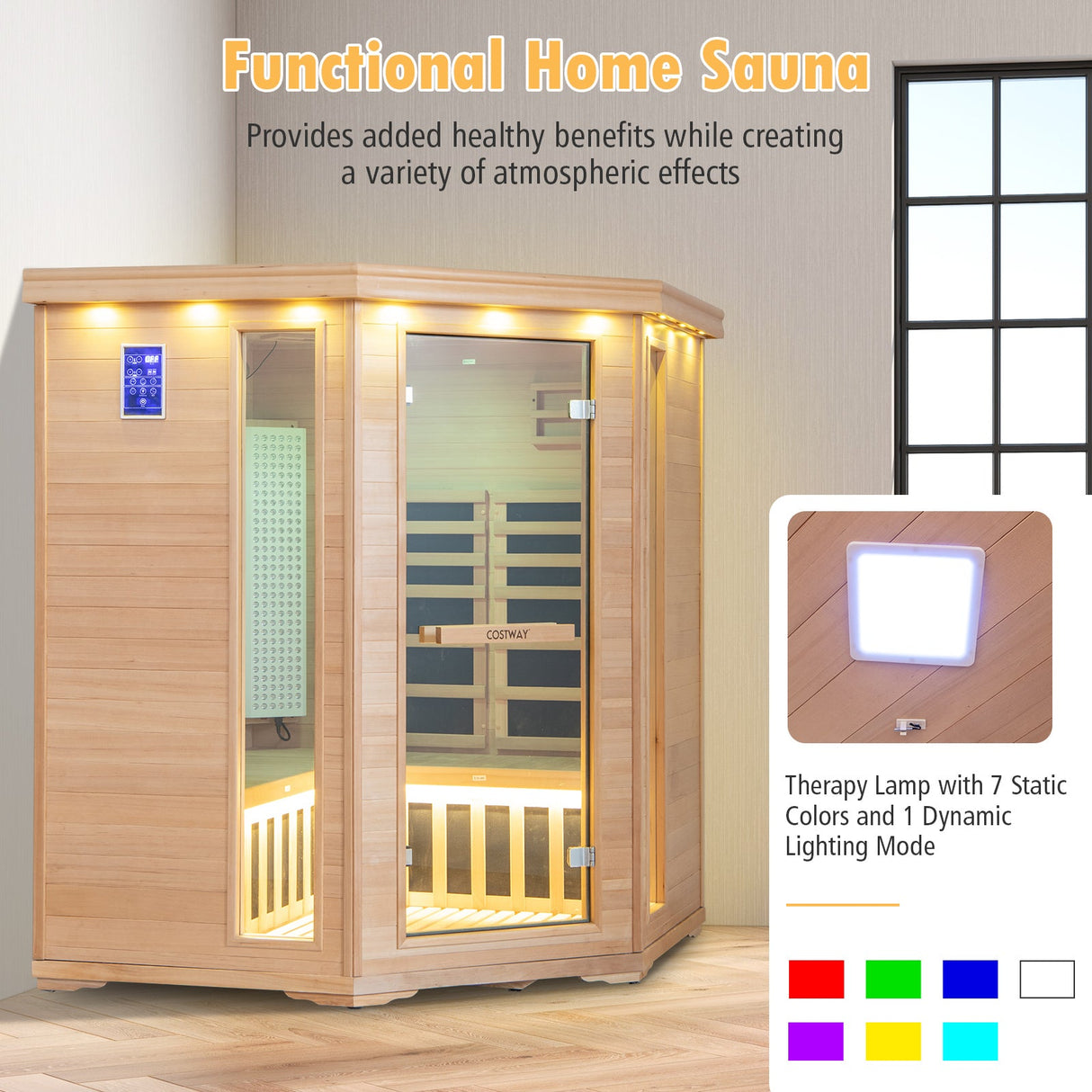 Sauna de madera de infrarrojo lejano para el hogar para 3-5 personas