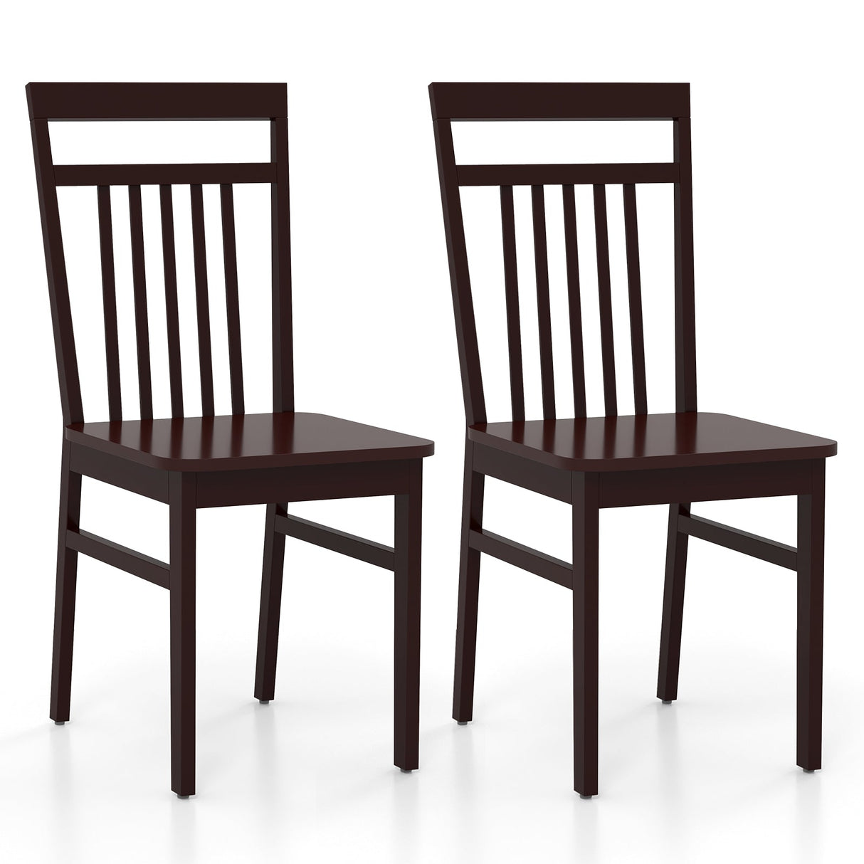 Juego de 2 sillas de comedor rústicas con respaldo alto inclinado