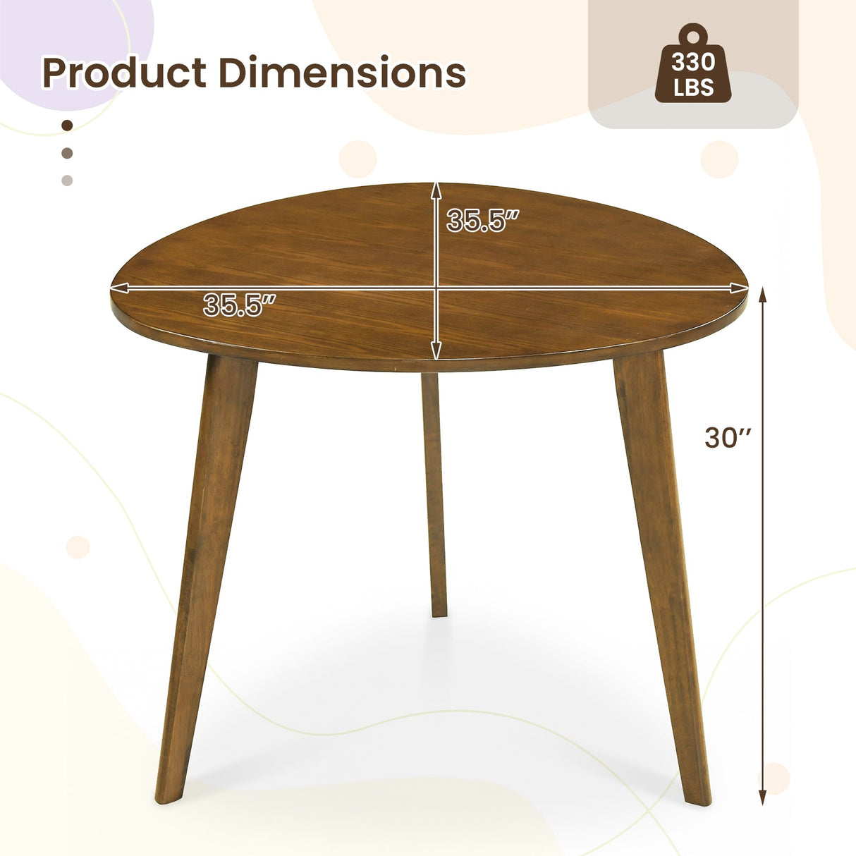 Mesa de comedor redonda de madera estilo rústico para 4-Nogal
