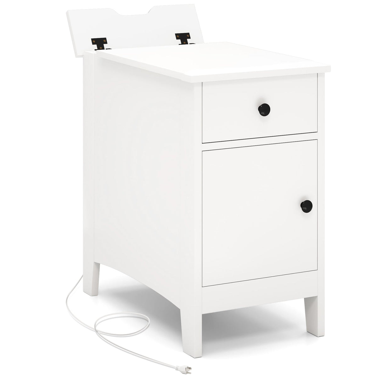 Mesa Auxiliar Elevable con Estación de Carga Puertos USB Enchufes y Cajón
