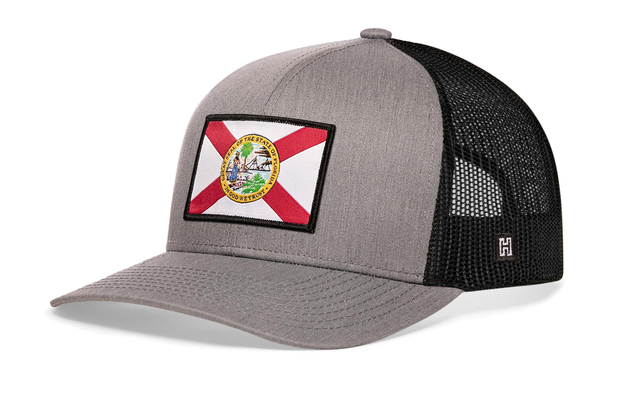 Florida Flag Trucker Hat | Gray-White FL Snapback