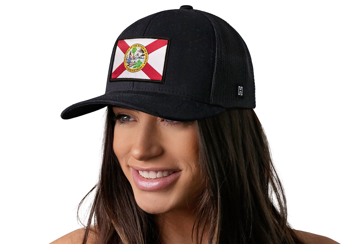 Florida Flag Trucker Hat | Gray-Black FL Snapback
