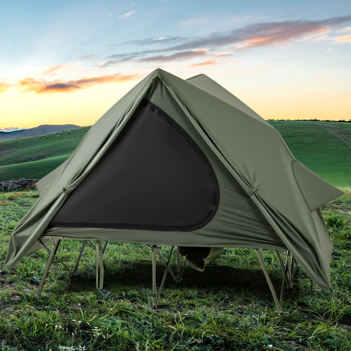 Tienda de campaña plegable para 2 personas con carpa emergente y bolsa portátil con ruedas - Verde