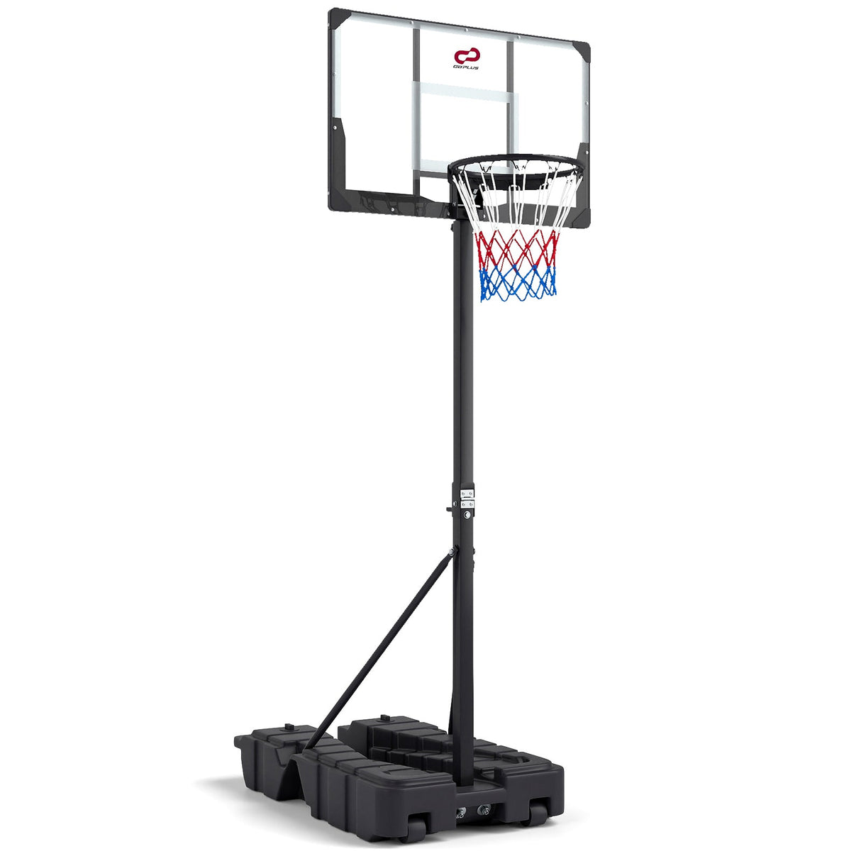 Canasta de Baloncesto Plegable de 2.30-3.05 m de Altura Ajustable sin Escalones con Tablero de PC
