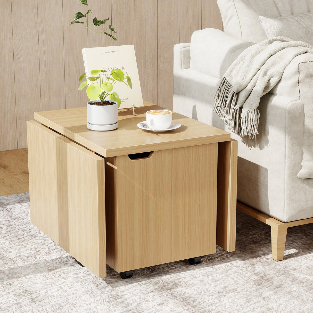 Mesa de centro plegable con armario de almacenamiento Mesa central extensible