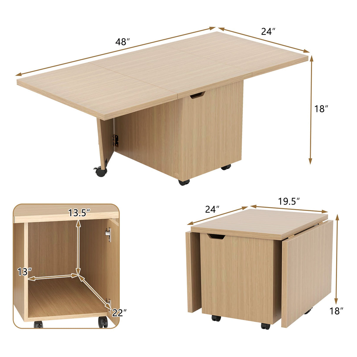Mesa de centro plegable con armario de almacenamiento Mesa central extensible