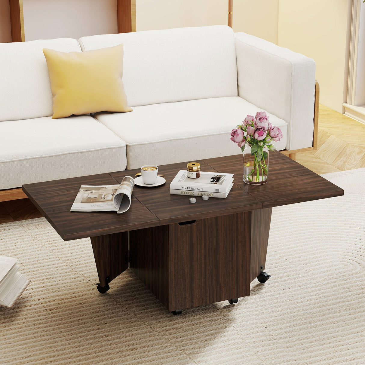 Mesa de centro plegable con armario de almacenamiento Mesa central extensible