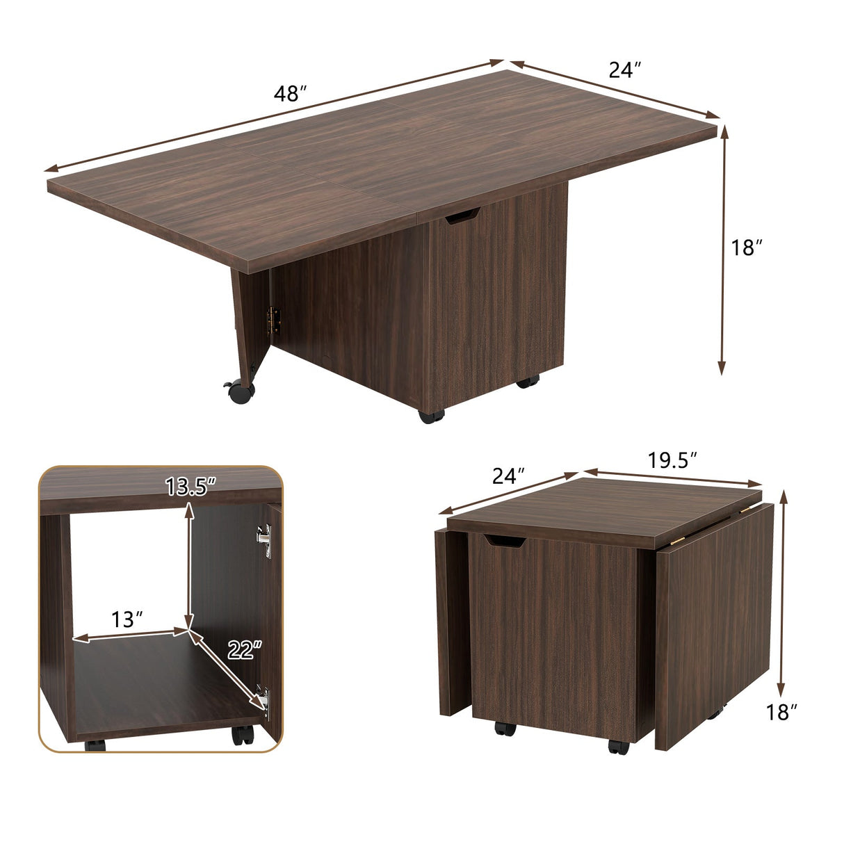 Mesa de centro plegable con armario de almacenamiento Mesa central extensible