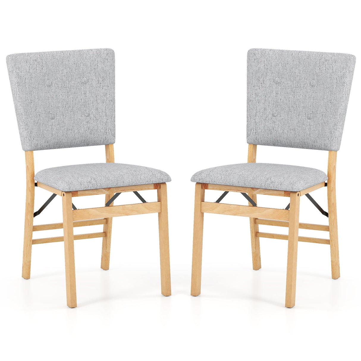 Juego de 2 sillas de comedor plegables sin brazos para cocina con asiento acolchado y respaldo reclinable