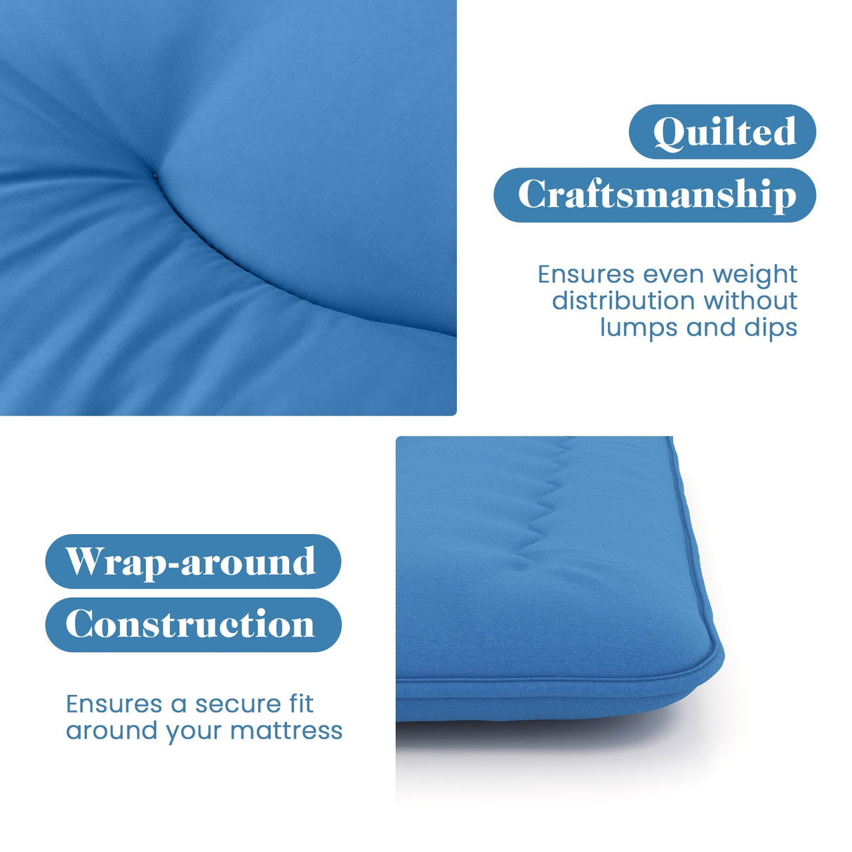 Colchón futón plegable con funda lavable y bolsa de transporte para camping, azul