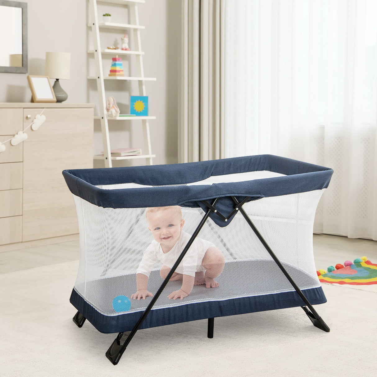 Parque Plegable para Bebés con Colchón Extraíble y Funda Lavable