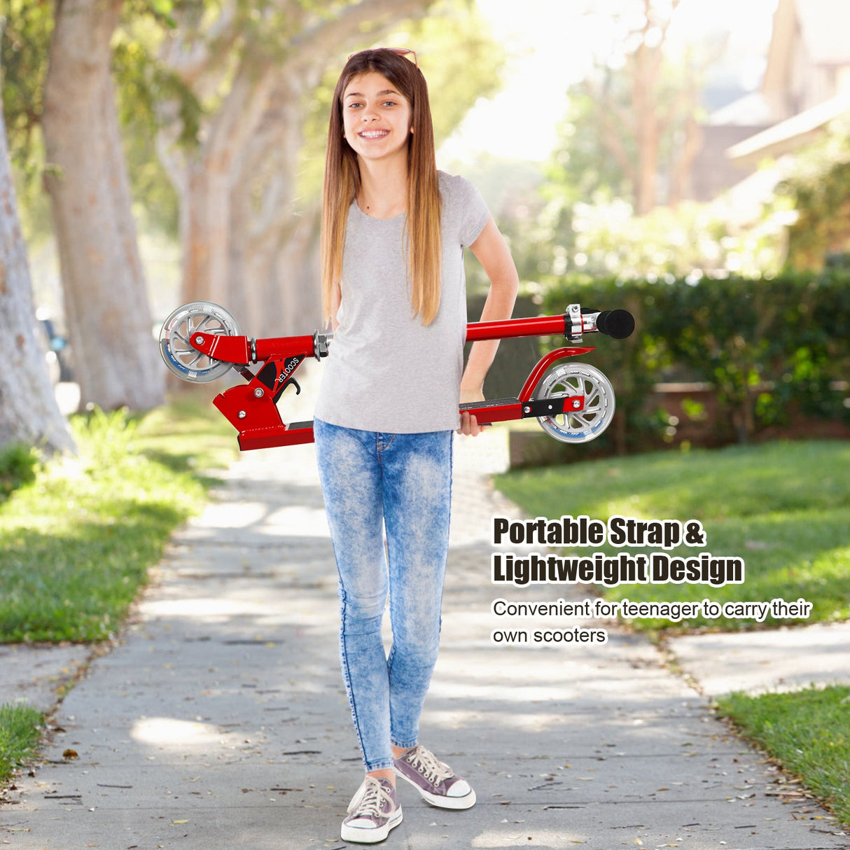 Patinete plegable de aluminio para niños con luces LED
