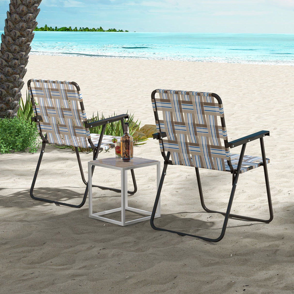 2 Sillas Plegables de Playa para Acampar con Correas