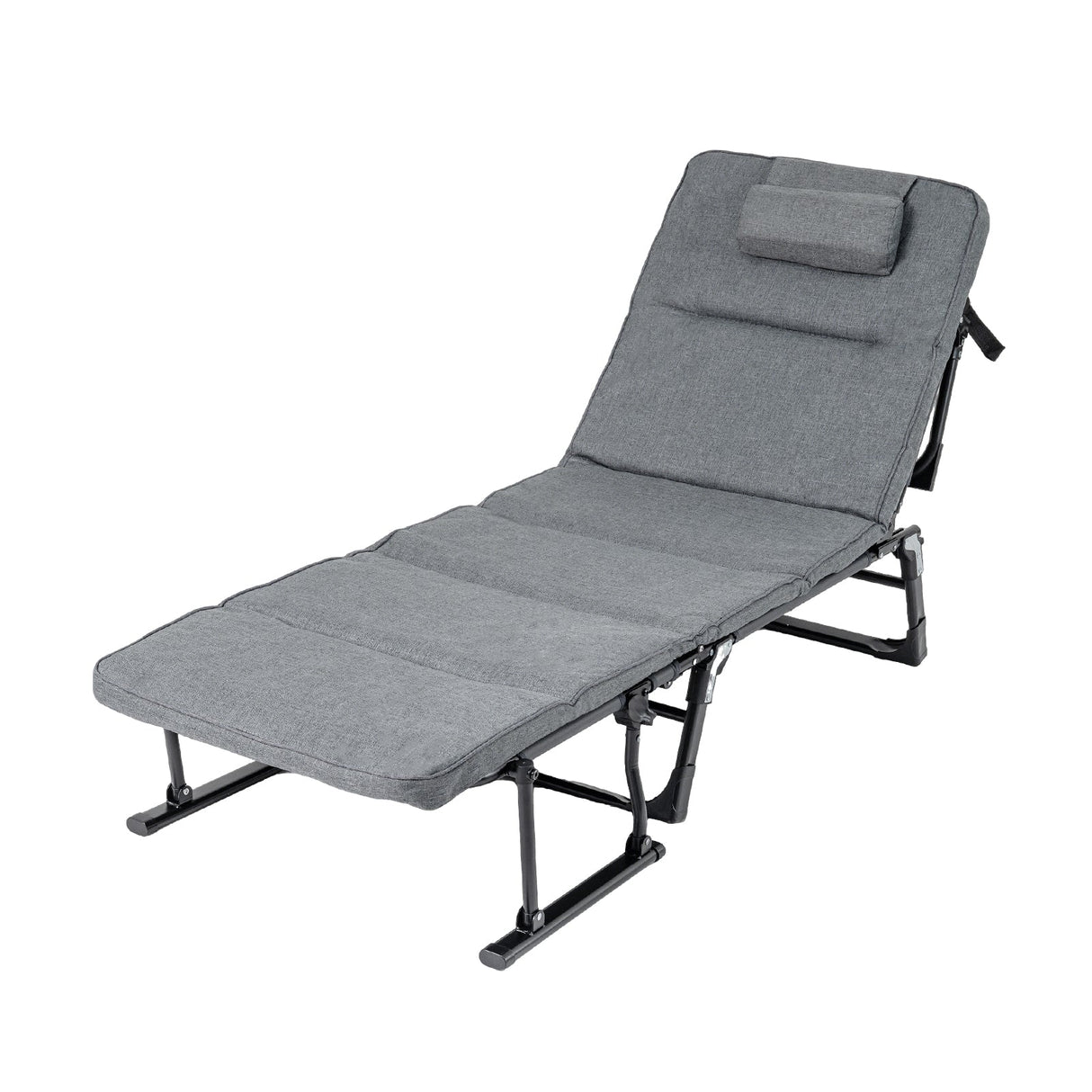 Catres plegables para camping con colchón, sofá cama individual convertible 3 en 1, tumbona reclinable - Gris