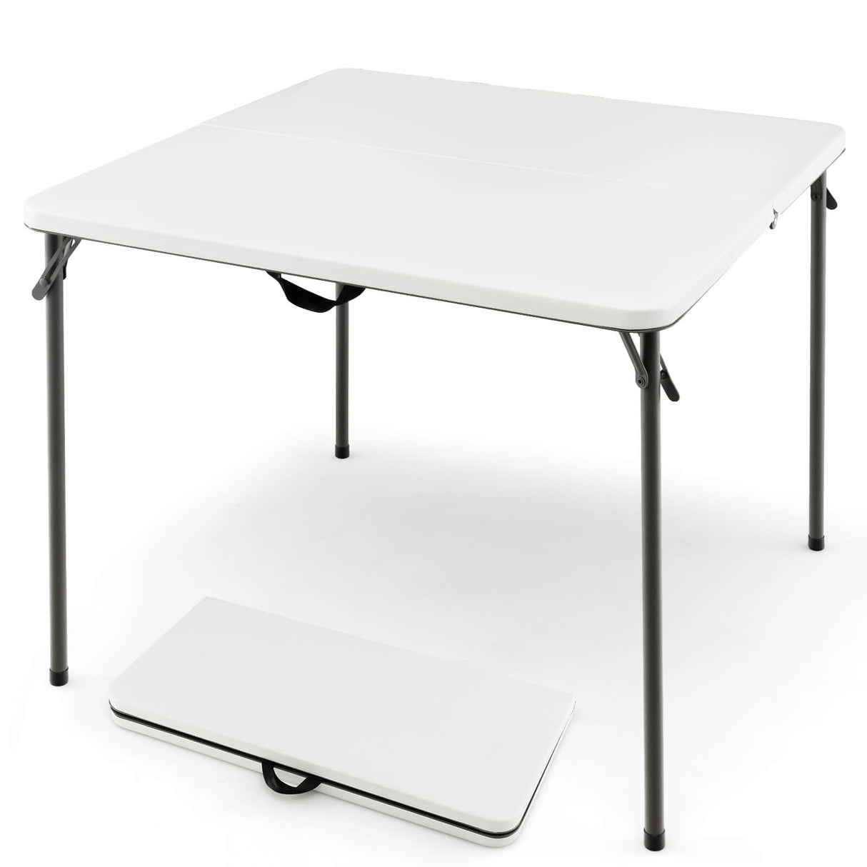 Mesa de camping plegable con tablero de HDPE resistente a la intemperie y estructura de acero inoxidable