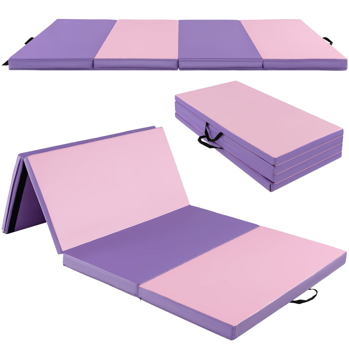 Colchoneta de gimnasia plegable con asas de transporte y funda extraíble de cuero sintético a prueba de sudor