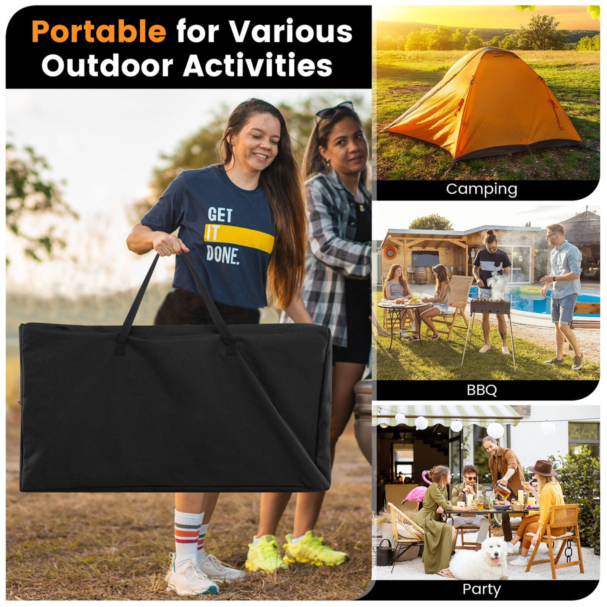 Estación de Cocina Portátil Plegable para Exteriores con Encimera de Aluminio Resistente al Calor