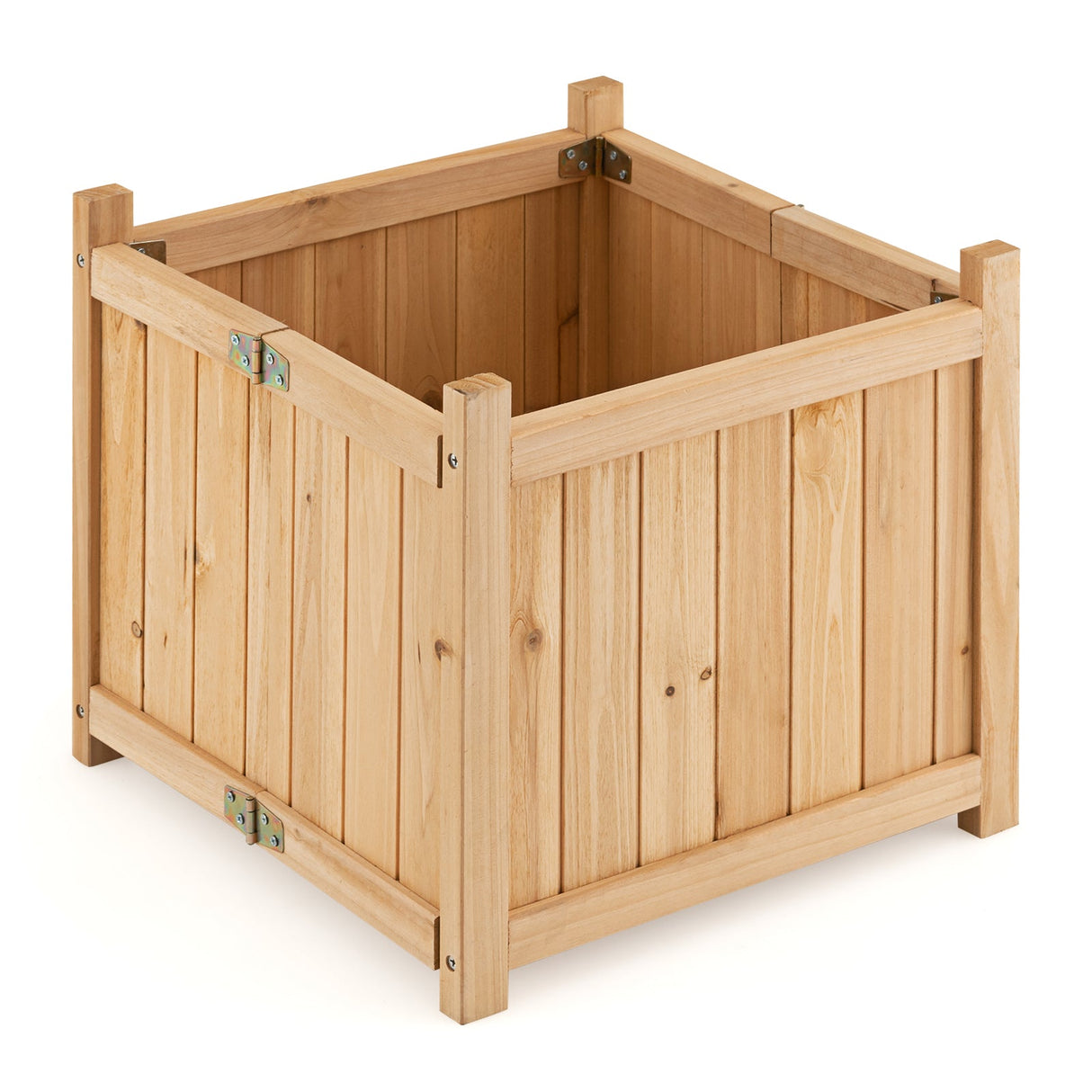 Maceta Elevada Cuadrada Plegable de Madera de Abeto con Base Removible