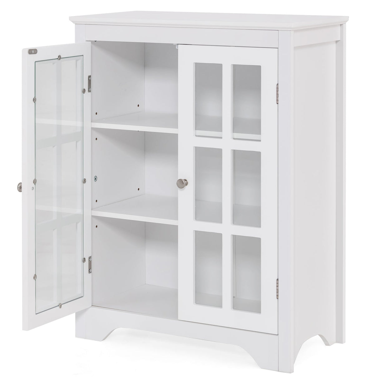 Armario expositor independiente con 2 puertas de cristal y estantes ajustables