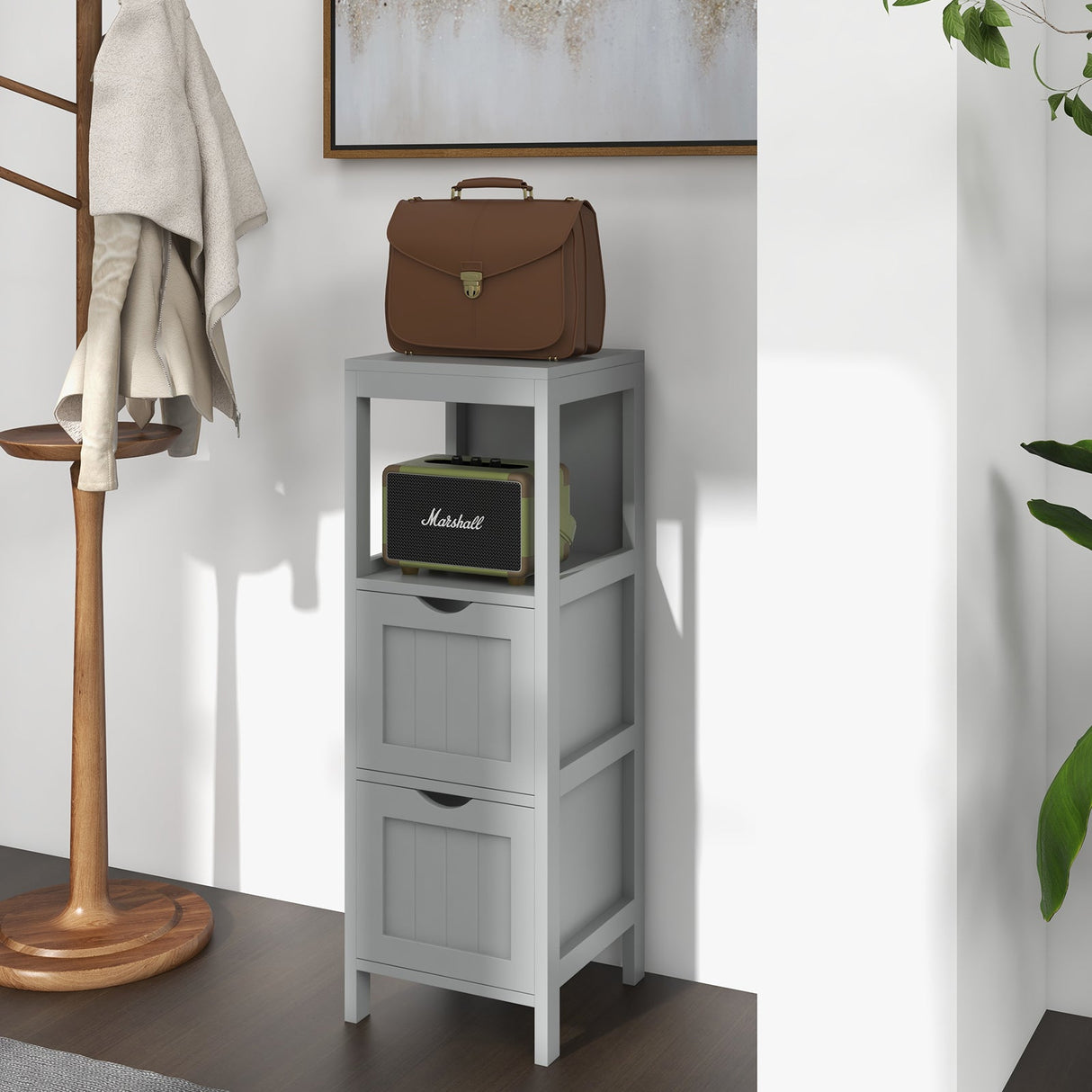 Mueble de almacenamiento independiente con 2 cajones extraíbles para baño