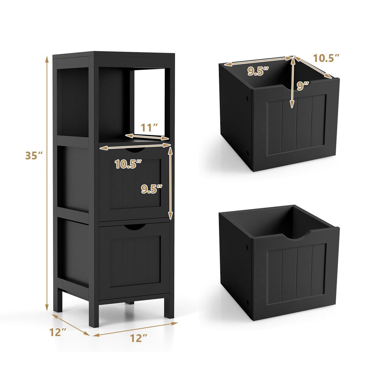 Mueble de almacenamiento independiente con 2 cajones extraíbles para baño