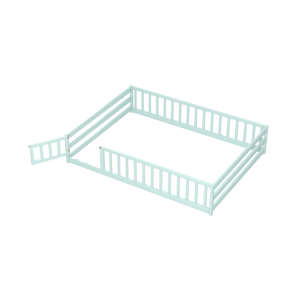 Cama de suelo tamaño completo con barandillas de seguridad de longitud completa