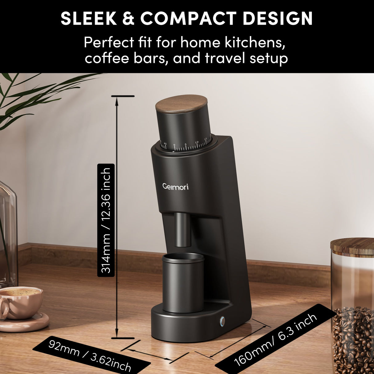 Molinillo de café Geimori GU38 | Molinillo compacto de dosis única