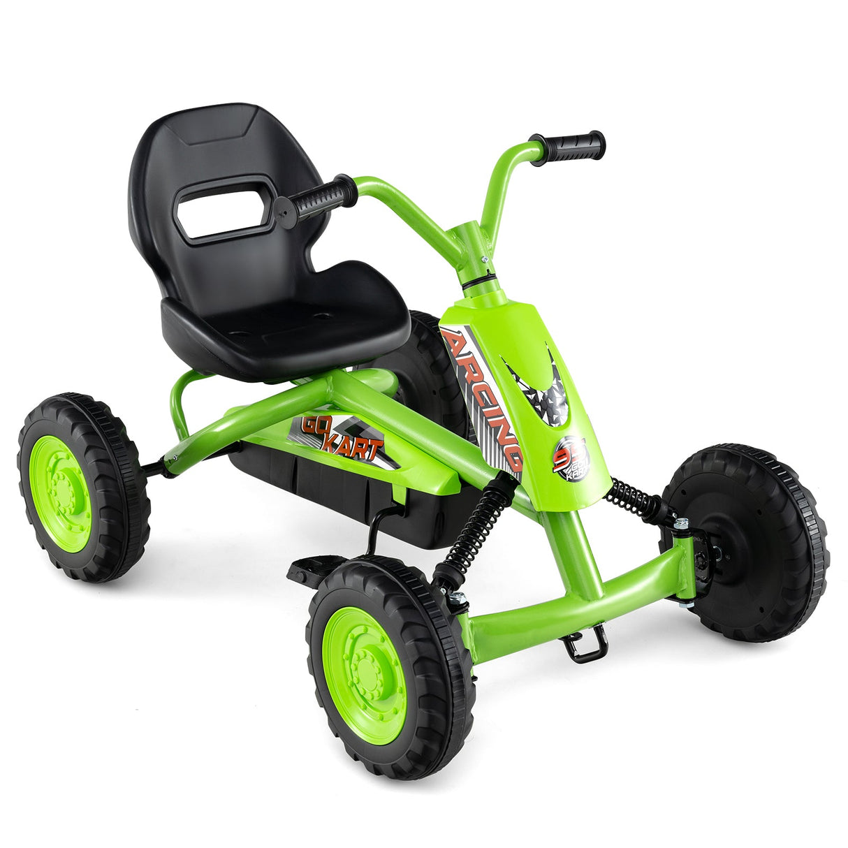 Go Kart para niños de 4 ruedas con manillar de dirección y asiento ajustable
