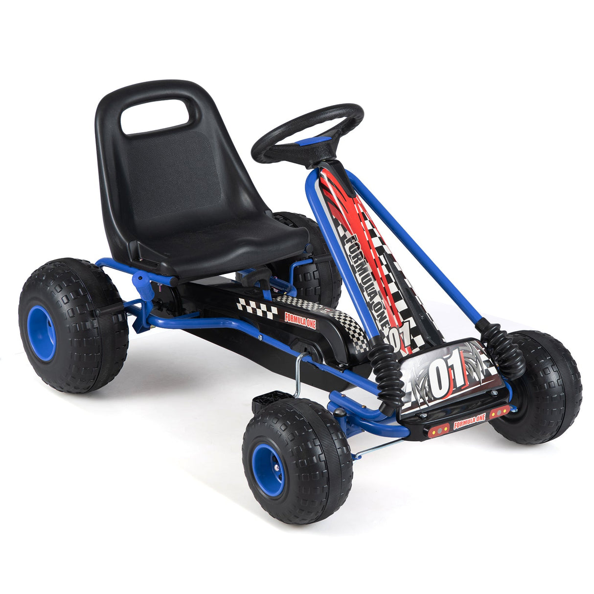 Go Kart para niños con pedales de 4 ruedas, asiento ajustable y ruedas para todo terreno