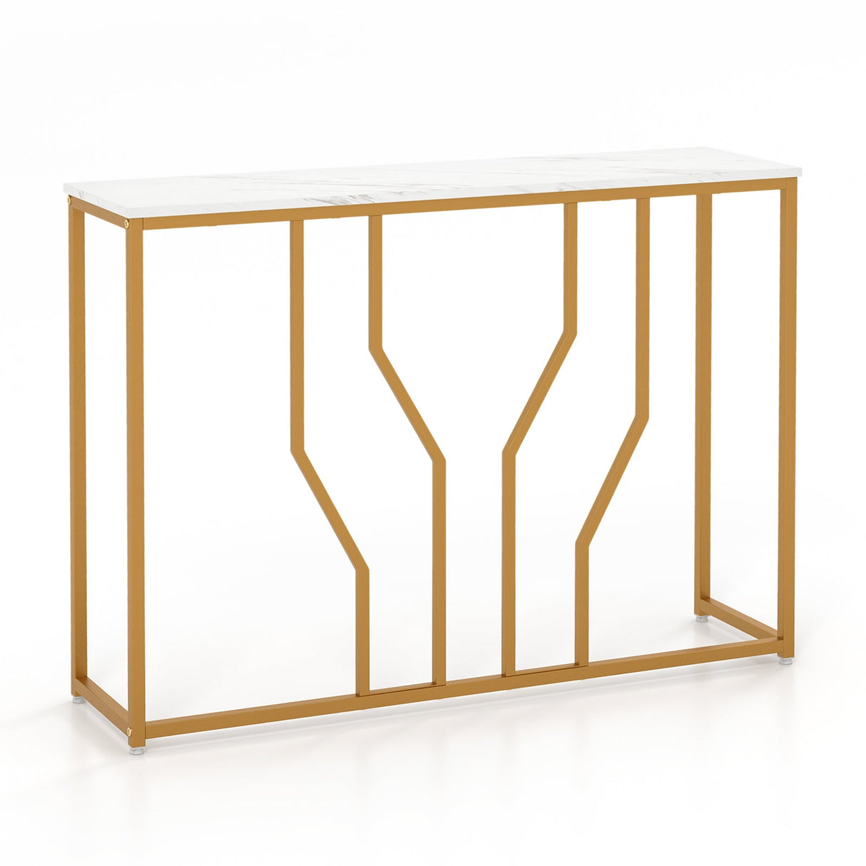 Mesa de entrada moderna blanca de 44 pulgadas con tablero de imitación de mármol - Blanca