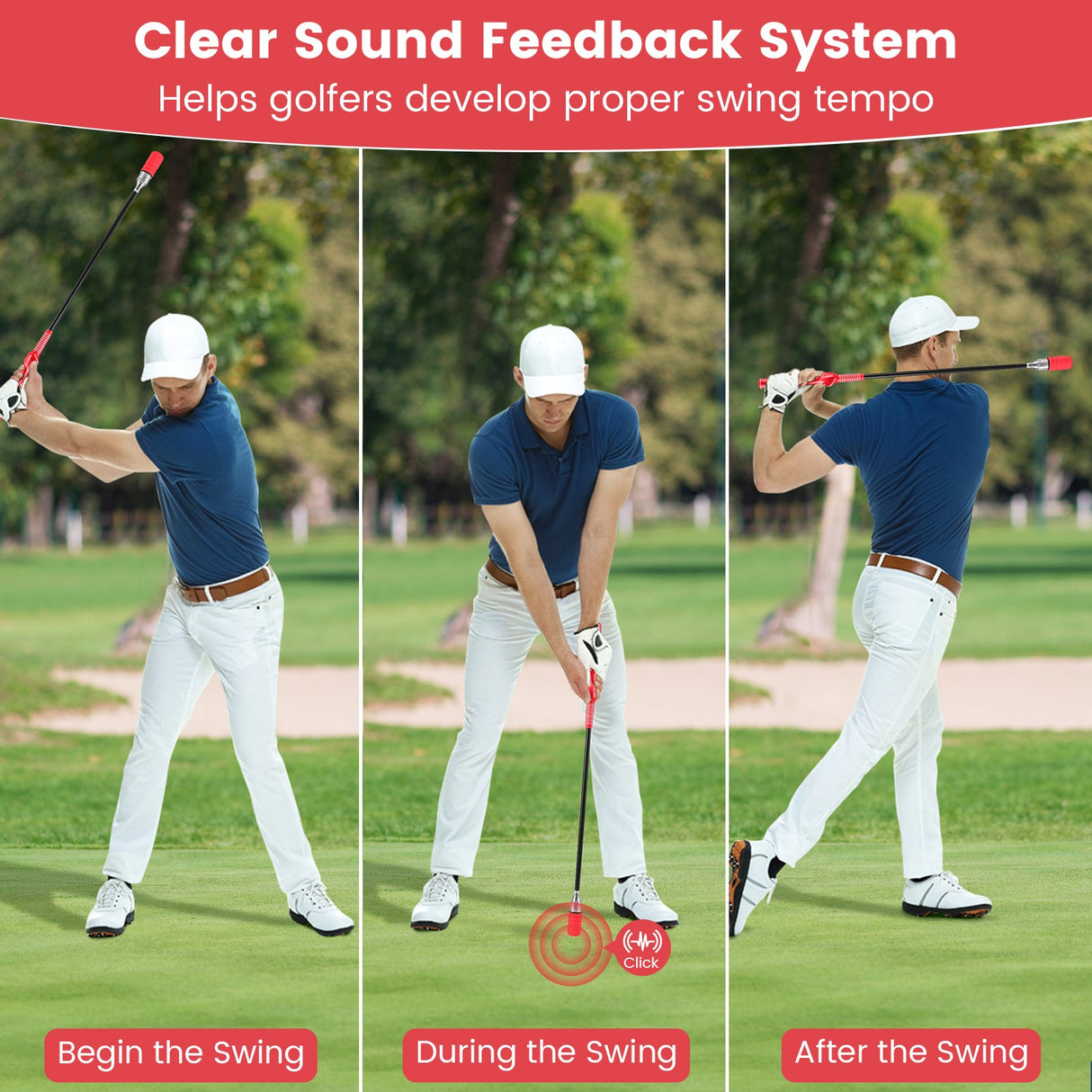 Entrenador de swing de golf Click Stick Ayuda de entrenamiento de swing para velocidad, flexibilidad, equilibrio