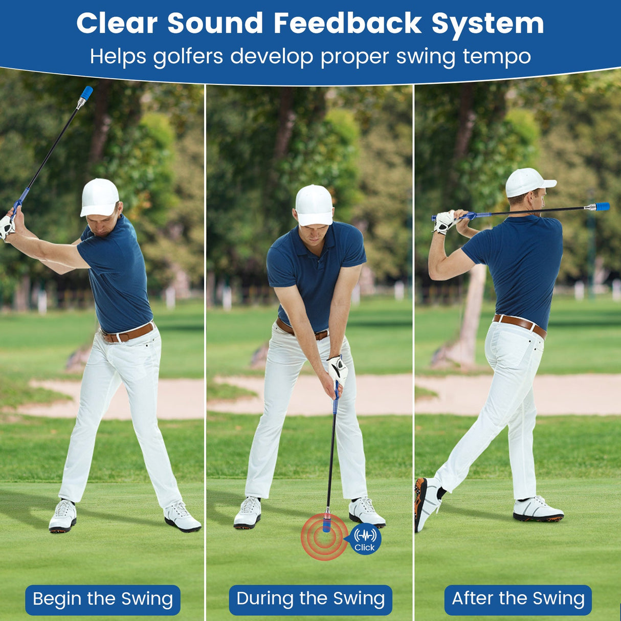 Entrenador de swing de golf Click Stick Ayuda de entrenamiento de swing para velocidad, flexibilidad, equilibrio