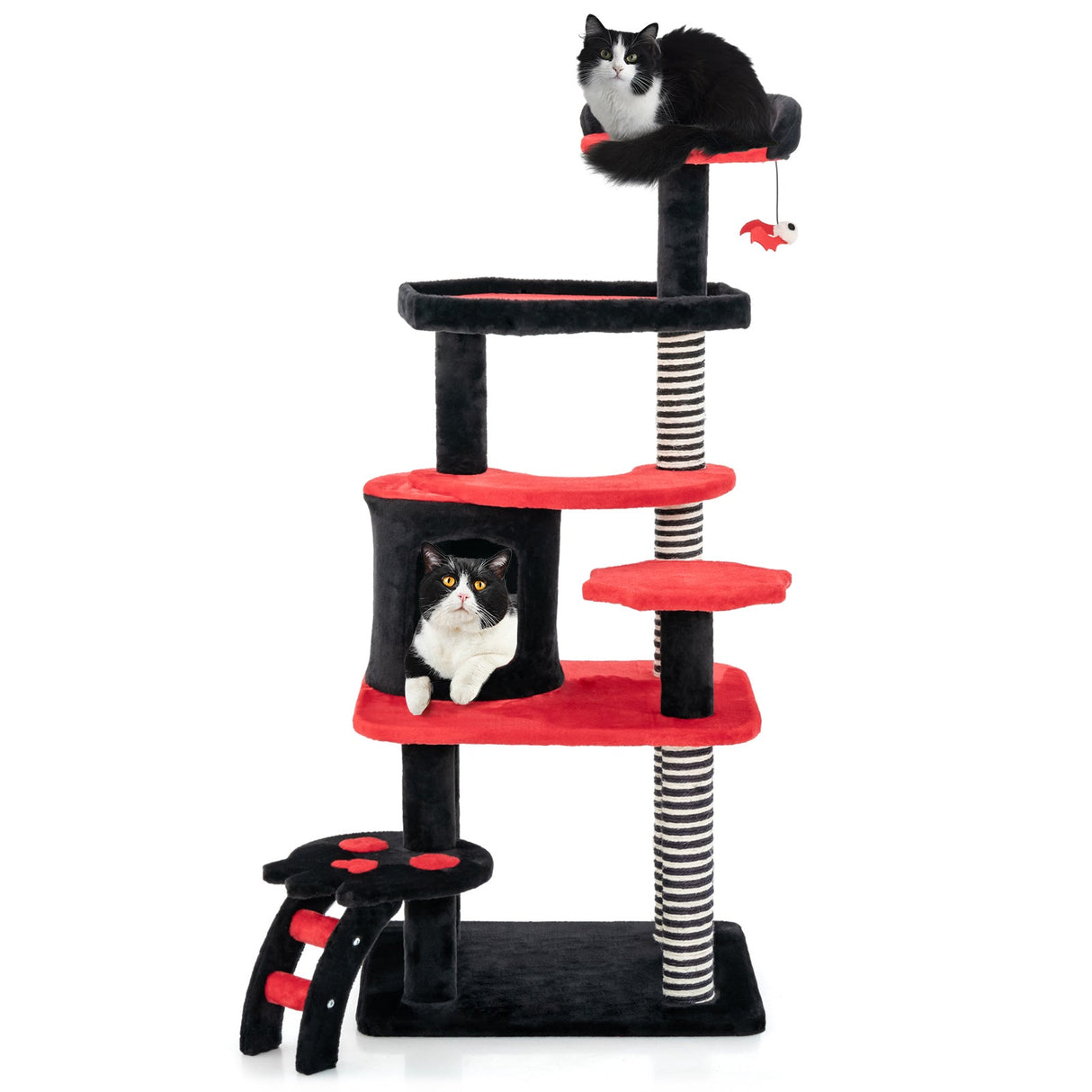 Árbol para gatos gótico con cama, condominio y rascador de sisal - Negro y rojo