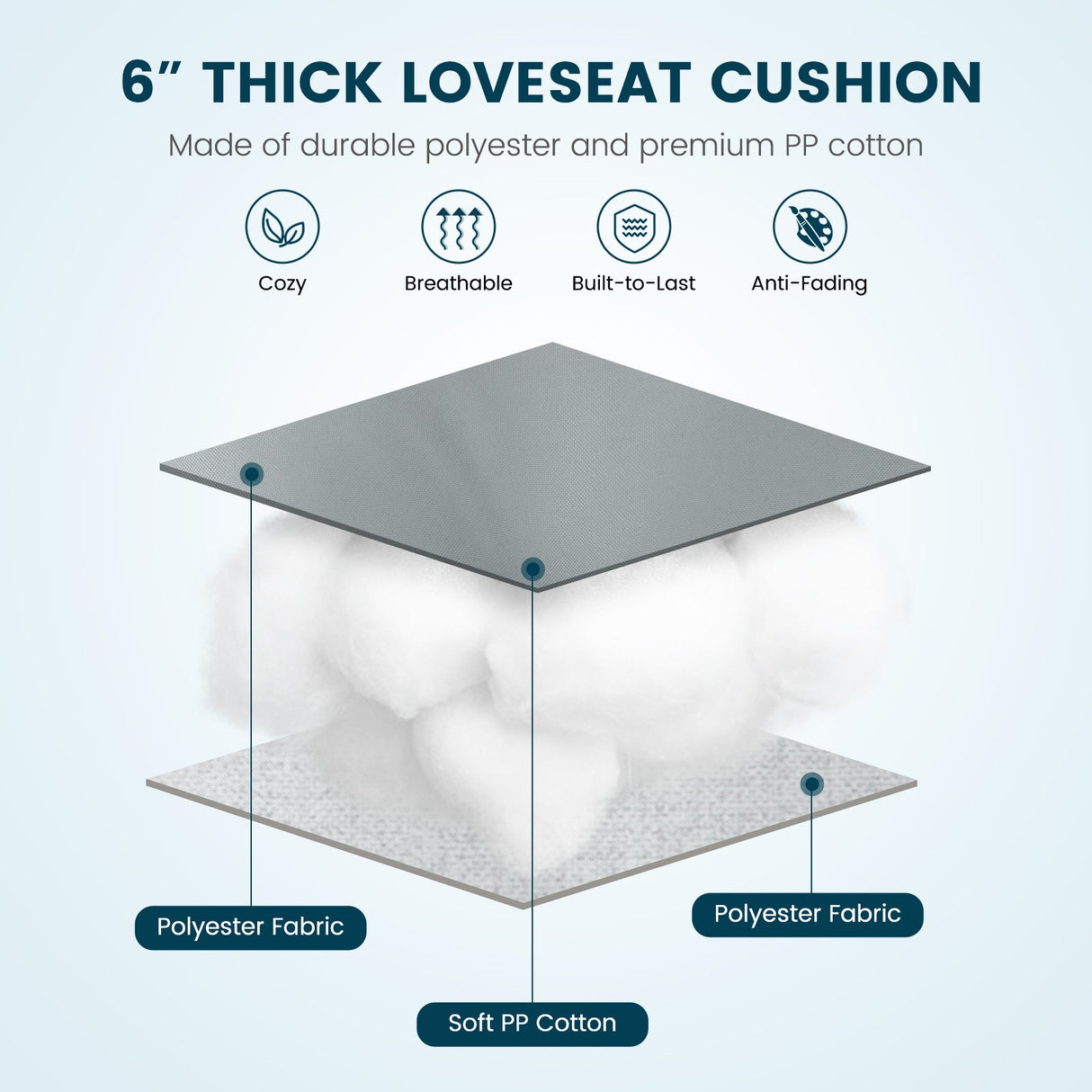 Indoor Outdoor Tufted Bench Cushion with Soft PP Cotton