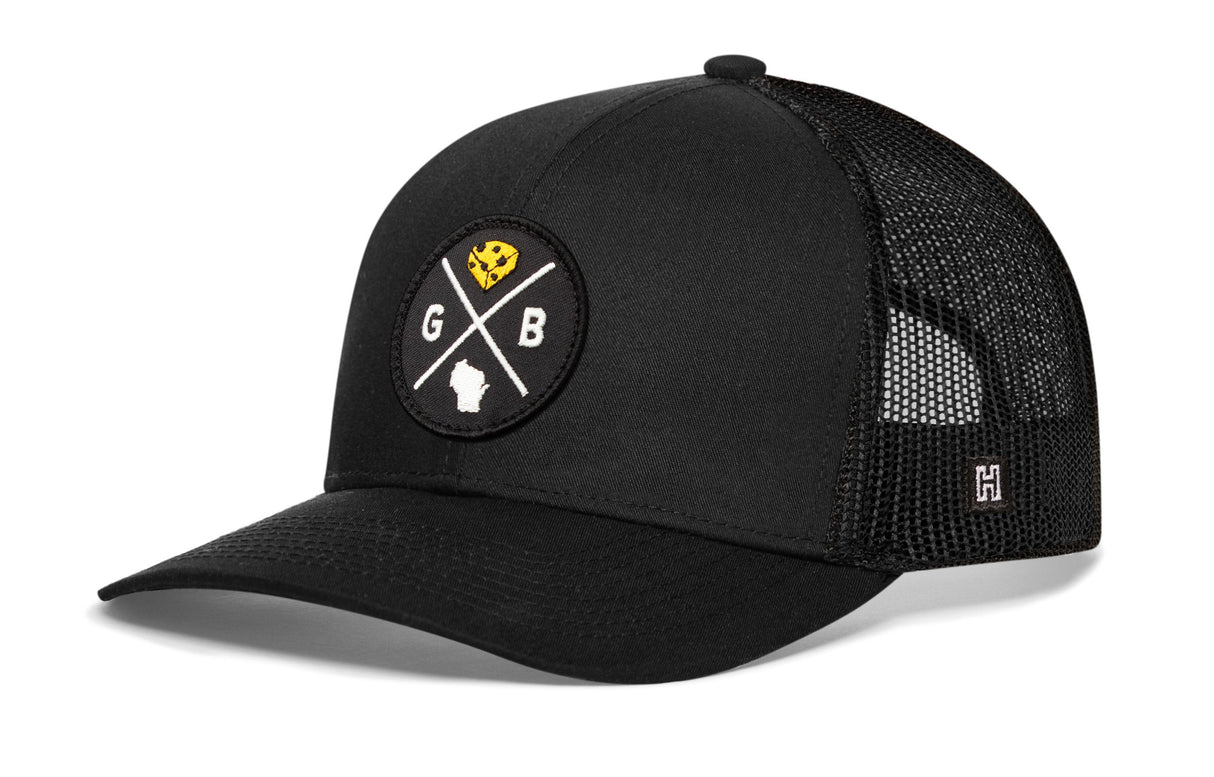 Green Bay Trucker Hat | Black GB Cheese X Snapback